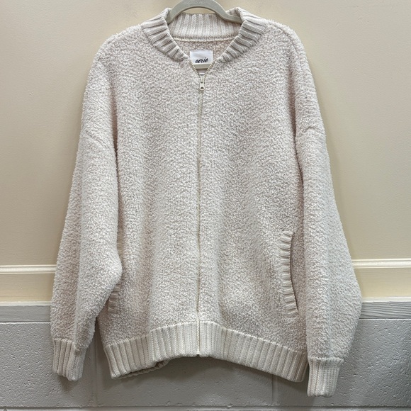aerie Sweaters - Aerie NWT women’s XL Full Zip Sherpa Cream Cardigan sweater